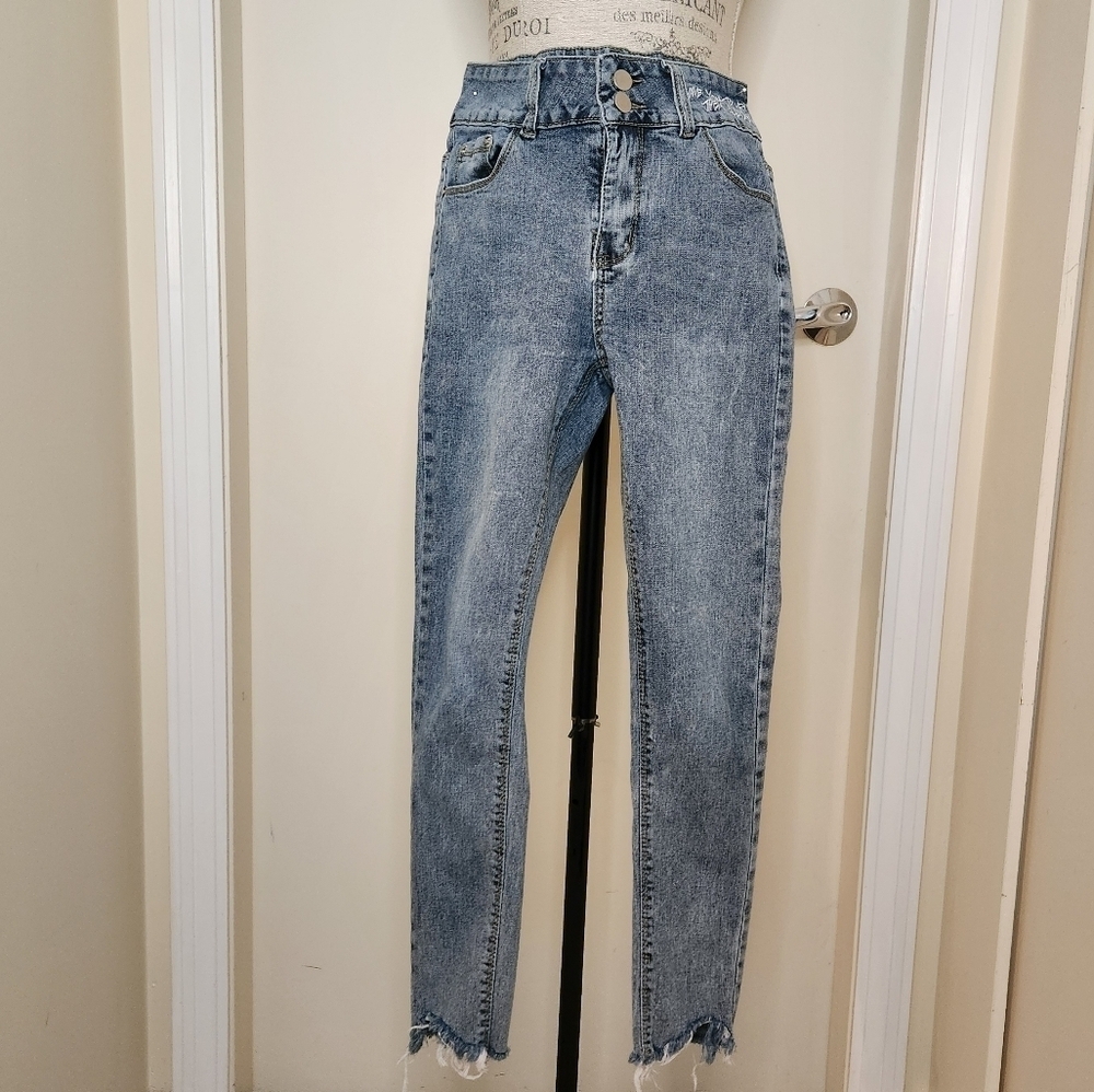 Acid Wash Skinny Jeans High Waist